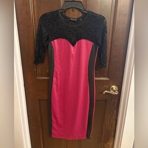 Ultra Flirt Black and Pink Midi Dress